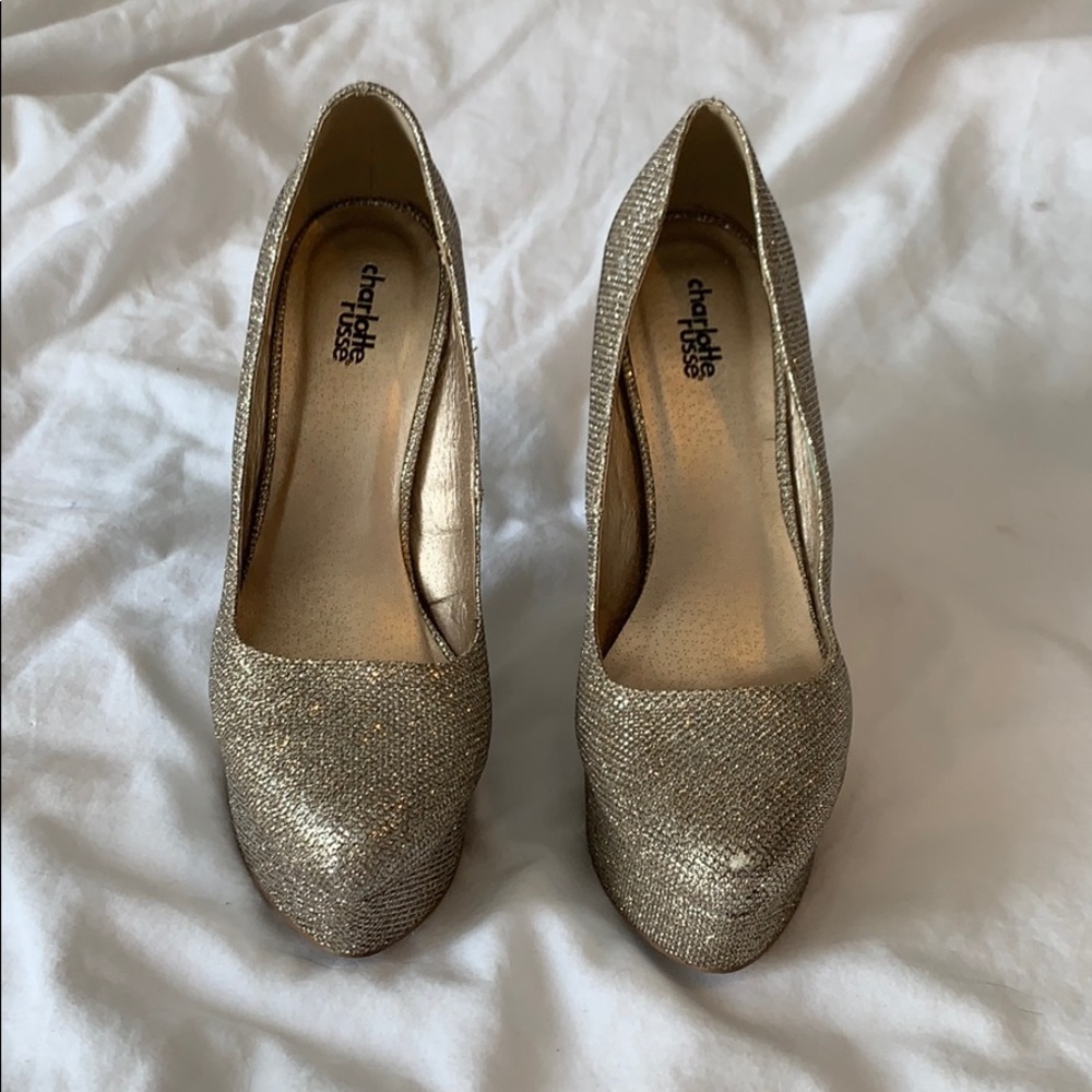Charlotte Russe gold glitter platforms
